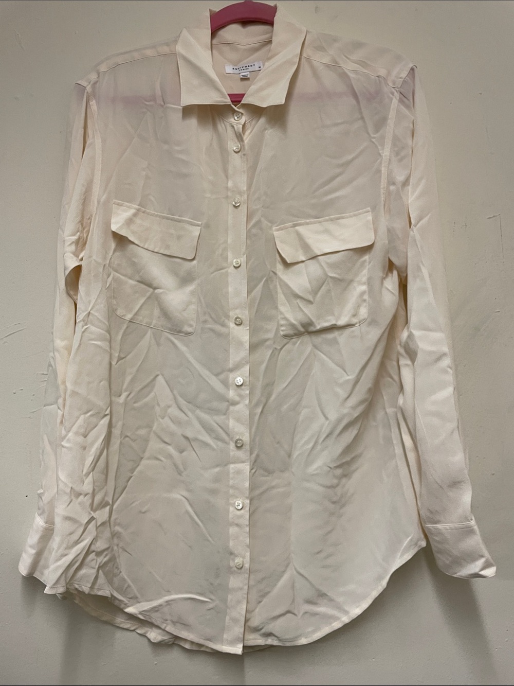 Equipment Cream Satin Blouse Size M